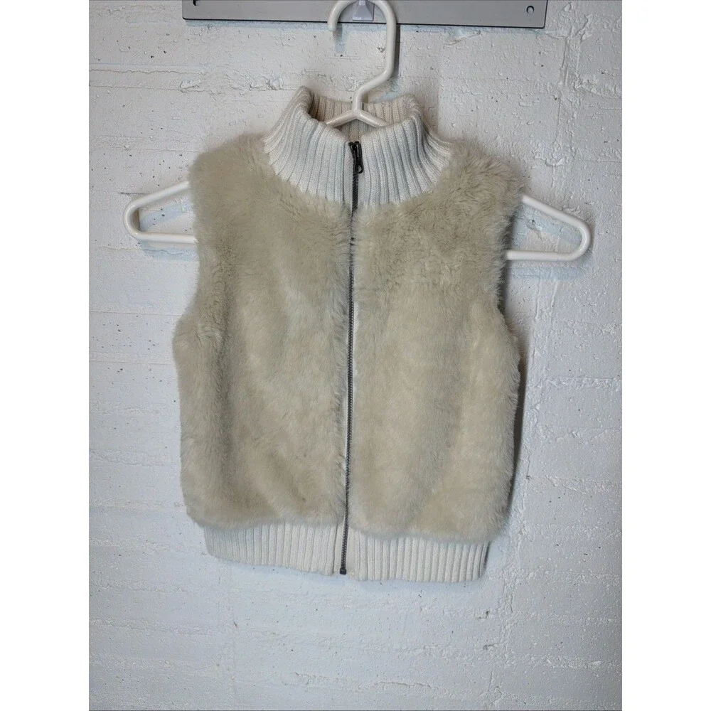 Gap Kids Faux Fur Sweater vVest Ivory, Small